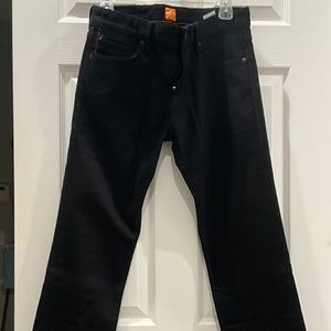 Men’s Hugo Boss Orange slim fit back jeans.
